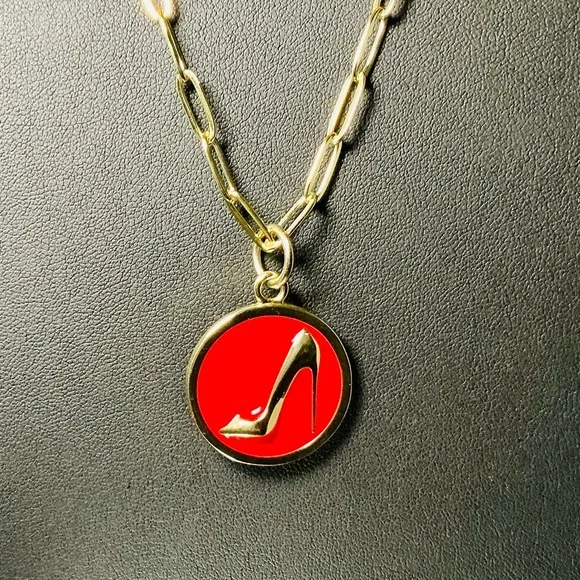 Christian Louboutin Gold Charm W/Necklace on 18K Gold 925 Chain – Italy | Boxed - Picture 3 of 8